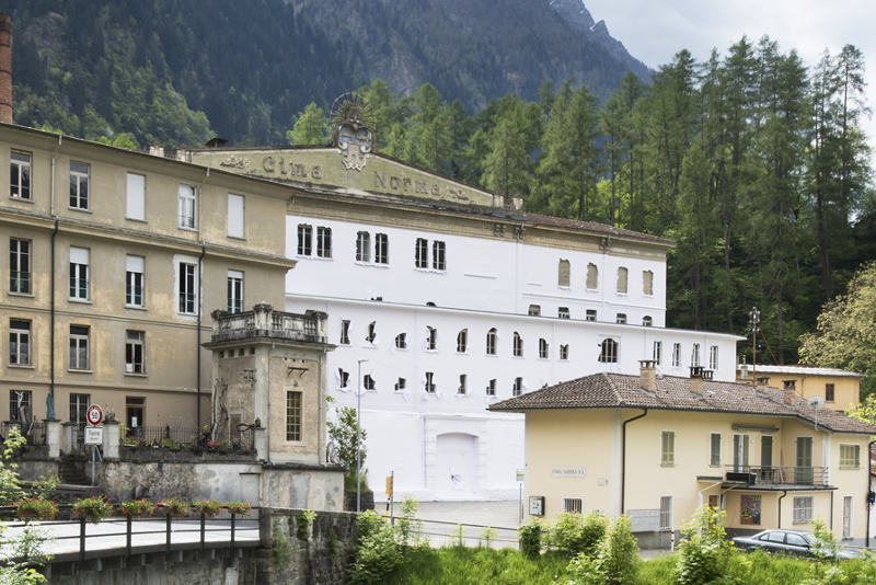 Daniel González, Paper Building, 2016, Fondazione La Fabbrica del Cioccolato, Blenio Valley, Tessin, Switzerland